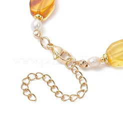 Armbänder aus natürlichem Bernstein und Süßwasserperlen mit Farbverlauf für Damen&nbsp;BJEW-JB13551