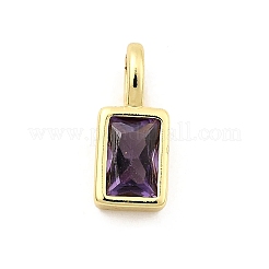 Micro rettangolo ottone spianare fascino zirconi&nbsp;KK-C134-14G