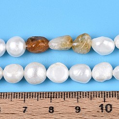 Erhitzte natürliche Citrin-Nuggets und Stränge aus natürlichen Süßwasserzuchtperlen&nbsp;PEAR-N023-01A-15