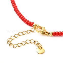 Ensembles de colliers de perles de rocaille de verre rouge et blanc&nbsp;X-NJEW-JN03719