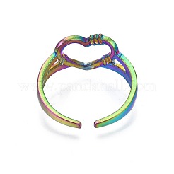 Bague manchette en acier inoxydable 304 en forme de cœur creux&nbsp;RJEW-N038-053
