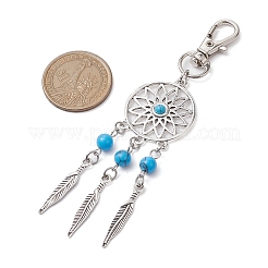 Filet/toile tissé avec décorations pendantes en alliage de plumes&nbsp;HJEW-JM02138