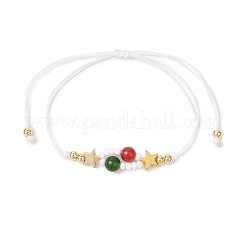 Bracelets tressés en perles de rocaille en verre sur le thème de Noël pour femmes&nbsp;BJEW-MZ00189-01