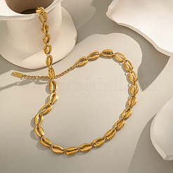Halsketten aus Edelstahl 304 mit Gliederkette in Form einer Kaurimuschel für Damen&nbsp;NJEW-K310-01G