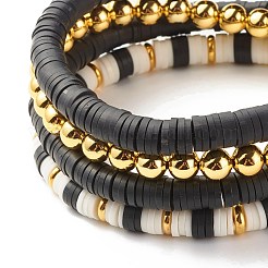 Braccialetti elastici con perline heishi in argilla polimerica 4 pz 4 con ematite sintetica&nbsp;BJEW-JB07591