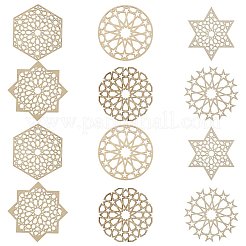 12 pièces 6 styles de tapis de tasse en bois&nbsp;AJEW-CJ0001-37