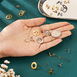 48 stücke 12 stile 201 edelstahl stud ohrring Zubehörse&nbsp;EJEW-TA0001-06