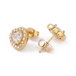 Aretes de corazón con circonio cúbico y rhinestone&nbsp;EJEW-A080-03M-G
