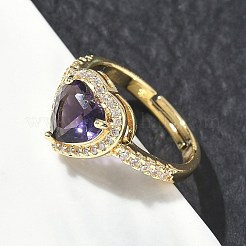 Anelli da donna in ottone e zirconi cubici a forma di cuore viola&nbsp;CU-CBA7E55-14G