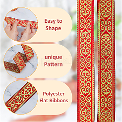 7 m lange Blumen-Jacquard-Bänder aus Polyester im Ethno-Stil&nbsp;SRIB-WH0011-186B
