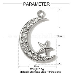 Mondanhänger aus Edelstahl mit Strassen&nbsp;STAS-OY001-03P-1