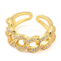 Chaînes gourmettes en forme d'anneaux de manchette ouverts en laiton avec zircone cubique&nbsp;RJEW-Q781-04G