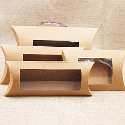 Scatola di caramelle cuscino di carta kraft&nbsp;CON-WH0070-97B-02