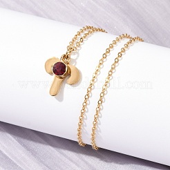 Collar con colgante de constelación de piedra de nacimiento con taladro de vidrio de acero inoxidable 304&nbsp;LS-STAS-D305-08G-A