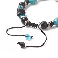 Braccialetti con perline intrecciate con teschio sintetico turchese (tinto).&nbsp;BJEW-JB09923-01
