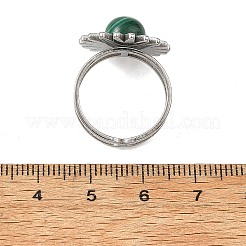 Bracciale aperto in malachite naturale e acciaio inossidabile&nbsp;RJEW-JR01091-02