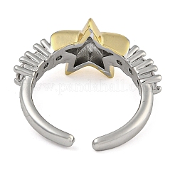 Anneaux de manchette ouverts en laiton micro pavé de zircone cubique transparente&nbsp;RJEW-Z046-06G-01
