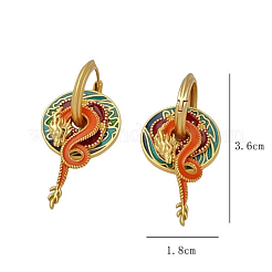 Orecchini a cerchio in ottone smaltato con drago&nbsp;FS-WGDA516-01