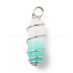 Pendentifs pointus à double borne en jade blanc vert naturel&nbsp;PALLOY-JF01686-07