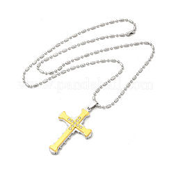 Collana pandant croce in lega con catene a maglie&nbsp;NJEW-K245-003G