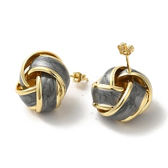 Pendientes de botón de hierro esmaltado chapados en oro auténtico de 18k para mujer&nbsp;EJEW-M251-09G-06