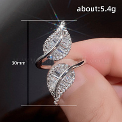 Messing Micro Pave klare Zirkonia Manschette offene Ringe&nbsp;FS-WG34B33-01