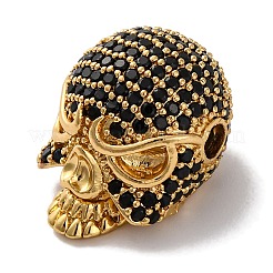 Totenkopfförmiges Gestell aus Messing mit Zirkonia-Perlen&nbsp;KK-S406-14G