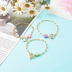 Braccialetti fatti a mano con fiore in argilla polimerica&nbsp;BJEW-JB06555