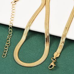 Collares de cadena de espiga de acero inoxidable 201 con revestimiento al vacío de PVD&nbsp;X-NJEW-M187-06G