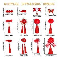 12 Paar 12 Stile Neujahrsthema Polyester Alligator Haarspangen&nbsp;PHAR-CA0001-007
