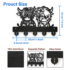 Grucce da parete in legno e ferro&nbsp;HJEW-WH0055-217