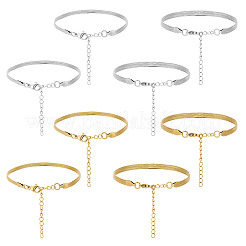 Ionenbeschichtung (IP) 8 Stück 4 Stil 304 Edelstahl Fischgrätenketten Armbänder Set für Männer Frauen&nbsp;BJEW-UN0001-34