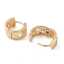 Orecchini a cerchio da donna in ottone con micro pavé di zirconi chiari&nbsp;EJEW-U029-01G-02