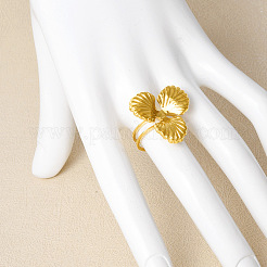 Elegante anillo de trébol de acero inoxidable 304 para mujer&nbsp;UH3775-2