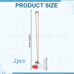 2 pendentif décoratif en alliage de cerise émaillé et verre&nbsp;HJEW-DR00234
