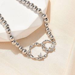 Messing-Armbänder mit runden Perlen&nbsp;BJEW-H627-01P
