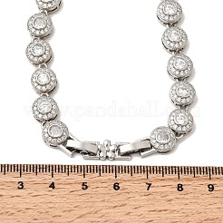 Colliers à maillons plats ronds en laiton sertis de micro-pavés de zirconiums cubiques transparents pour femmes&nbsp;NJEW-B157-18P