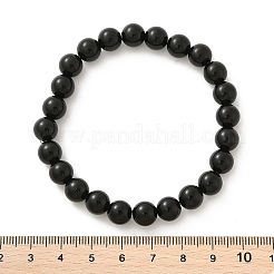 Bracelets extensibles en perles rondes d'agate noire teintées et chauffées naturellement&nbsp;BJEW-F203-09