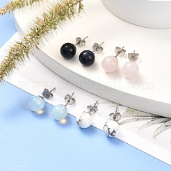 Orecchini a bottone con perline di pietre preziose naturali e sintetiche per donna o uomo&nbsp;EJEW-JE04626
