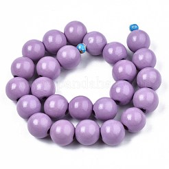 Brins de perles de bois naturel peintes à la bombe&nbsp;WOOD-S053-56C