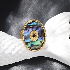 Anillos de puño ovalados de acero inoxidable 304&nbsp;RJEW-G346-06G-01