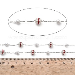 Handgefertigte runde Ketten aus ABS-Kunstperlen und Strass&nbsp;CHS-L028-03P-02