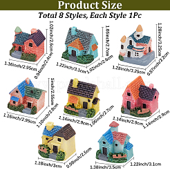 8 Stück 8 Stile Harz Haus Display Dekorationen&nbsp;DJEW-CN0001-45