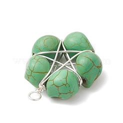 Ciondoli con perline a forma di teschio turchese sintetico tinto di Halloween&nbsp;PALLOY-TA00297-04