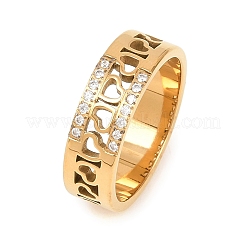Bagues en acier inoxydable 304 micro pavé de zircones cubiques pour femmes&nbsp;RJEW-K315-02G