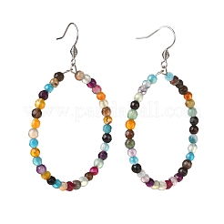 Perline di agata naturale orecchini pendenti con anello grande per donna ragazza&nbsp;EJEW-JE04652