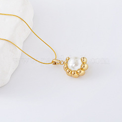 Collier avec pendentif rond en acier inoxydable et imitation perle pour femme&nbsp;XK4699