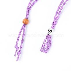 Fabrication de collier de pochette en macramé avec cordon ciré tressé réglable&nbsp;MAK-WH0009-02J