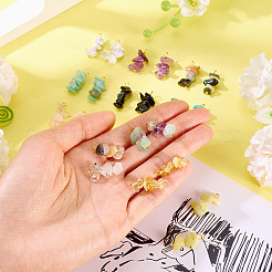 24 pièces 12 styles pendentifs de puces de pierres précieuses mélangées&nbsp;PALLOY-TAC0166