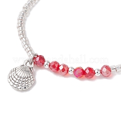 7 bracciale intrecciato con perline di vetro&nbsp;BJEW-MZ00176